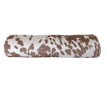 Modern West Texas Faux Cowhide  Bolster Pillow Cover in Rustic Blonde / Available in Lumbar, Throw, Bolster, Euro Sham Sizes