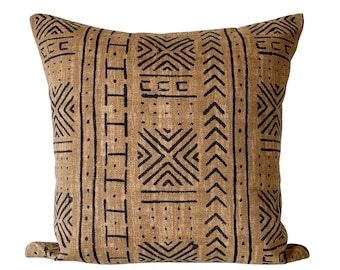 Genevieve Gorder Outdoor Throw Pillow Cover -Mali Mud Cloth Pecan Tan - Outdoor Bolster Pillow - Outdoor Lumbar Pillow - Summer Throw Pillow