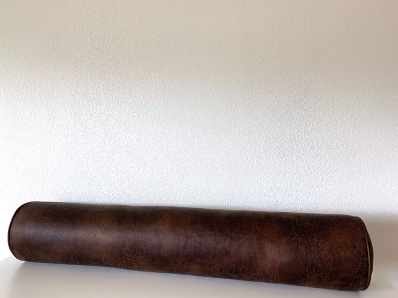 Faux Leather Texan Buff Long Bolster Pillow Cover / Available Etsy