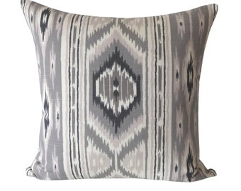 Nate Berkus Tribal Ikat Pillow Cover in Gray & Lilac - Available in Long Decorative Pillows, Bolster, Lumbar, Throw, Euro Sham Sizes