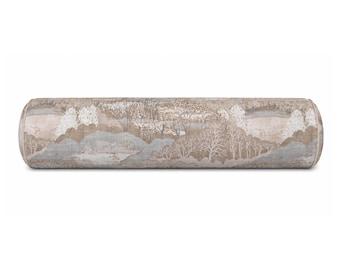Scenic Landscape Bolster Pillow Cover, Pastoral, Ballard Designs Estelle, White Oak