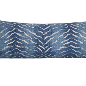 Blue Tiger Stripes Pillow Cover - Striking Tiger Print Decor - Choose from Bolster, Throw, or Euro Sham Sizes