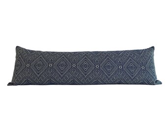 Nate Berkus Santa Maria in Navy - Blue Indigo Southwestern Pillow Cover - Long Decorative Pillows, Lumbar, Bolster, Throw, Euro Sham Sizes