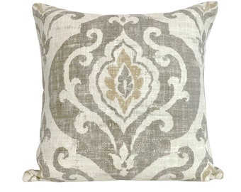 Ballard Designs Arryanna Taupe Damask Throw Pillow Cover - Versatile Sizes and Styles Available