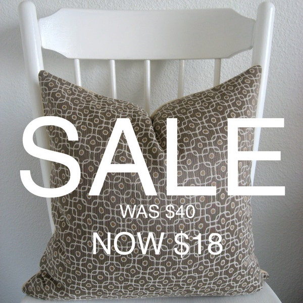 SALE - Decorative pillow cover - Throw pillow - 18x18 - Gray - Copper - Off- White - Geometric - Designer Pollack Fabric