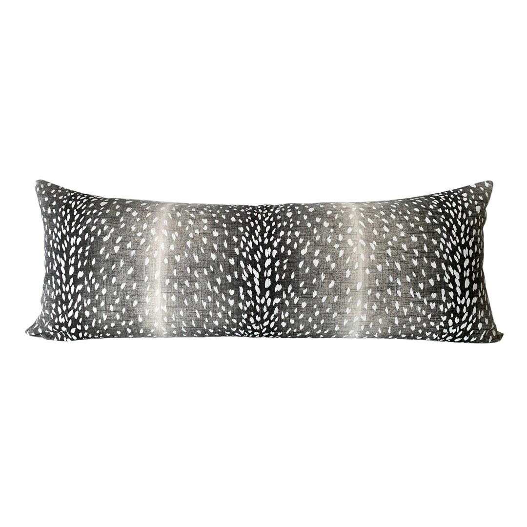 Authentic Vern Yip Antelope Lumbar Pillow Cover in Charcoal Handmade