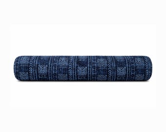 Indigo Blue Mali Mud Cloth Bolster Pillow Cover – Outdoor Fabric