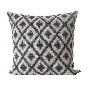 Geometric Fret Pillow Cover in Charcoal - Available in Long Decorative Pillows, Bolster, Lumbar, Throw Oversize Pillow Cover