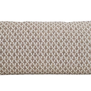 Ponce Driftwood Pillow Cover - Block Print Fleur, Neutral, Bolster Pillow, Lumbar Pillow, Throw Pillow Cover - Multiple Sizes Available