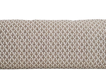 Ponce Driftwood Pillow Cover - Block Print Fleur, Neutral, Bolster Pillow, Lumbar Pillow, Throw Pillow Cover - Multiple Sizes Available