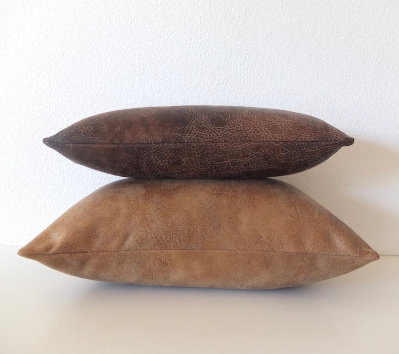 tan leather lumbar pillow