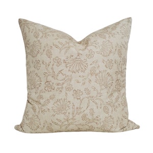 Floral Cream Throw Pillow Cover | Modern Floral Throw Pillow | Beige Floral Pillow Cover | Available in Lumbar, Throw, Bolster, Euro Sizes