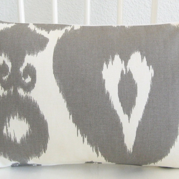 Iskander Ikat Gray 12x18 Lumbar Pillow Cover