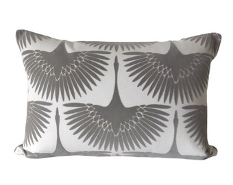 Genevieve Gorder Flock Velvet  Lumbar Pillow Cover in Steam - Gray - Available in Bolster, Throw, Lumbar, Euro Sham Sizes