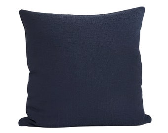 Solid Navy Blue Pillow Cover - Organic Modern Decor - Earthy - Available in Bolster, Lumbar, Throw, Euro Sham Sizes