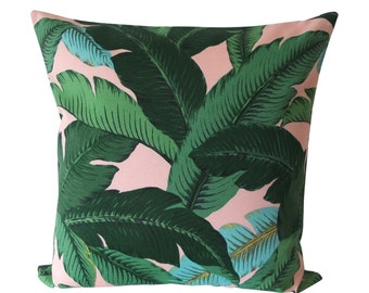 Tommy Bahama Swaying Palms Isla Pink Capri Outdoor Throw Pillow Cover - Blush Pink Outdoor Pillows - Island Style Pillow - Palm Leaf Pillow