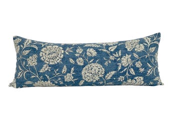 Botanical Blue Floral Lumbar Pillow Cover