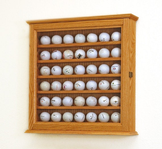 Hardwood Golf Ball Display Case Cabinet Rack Etsy
