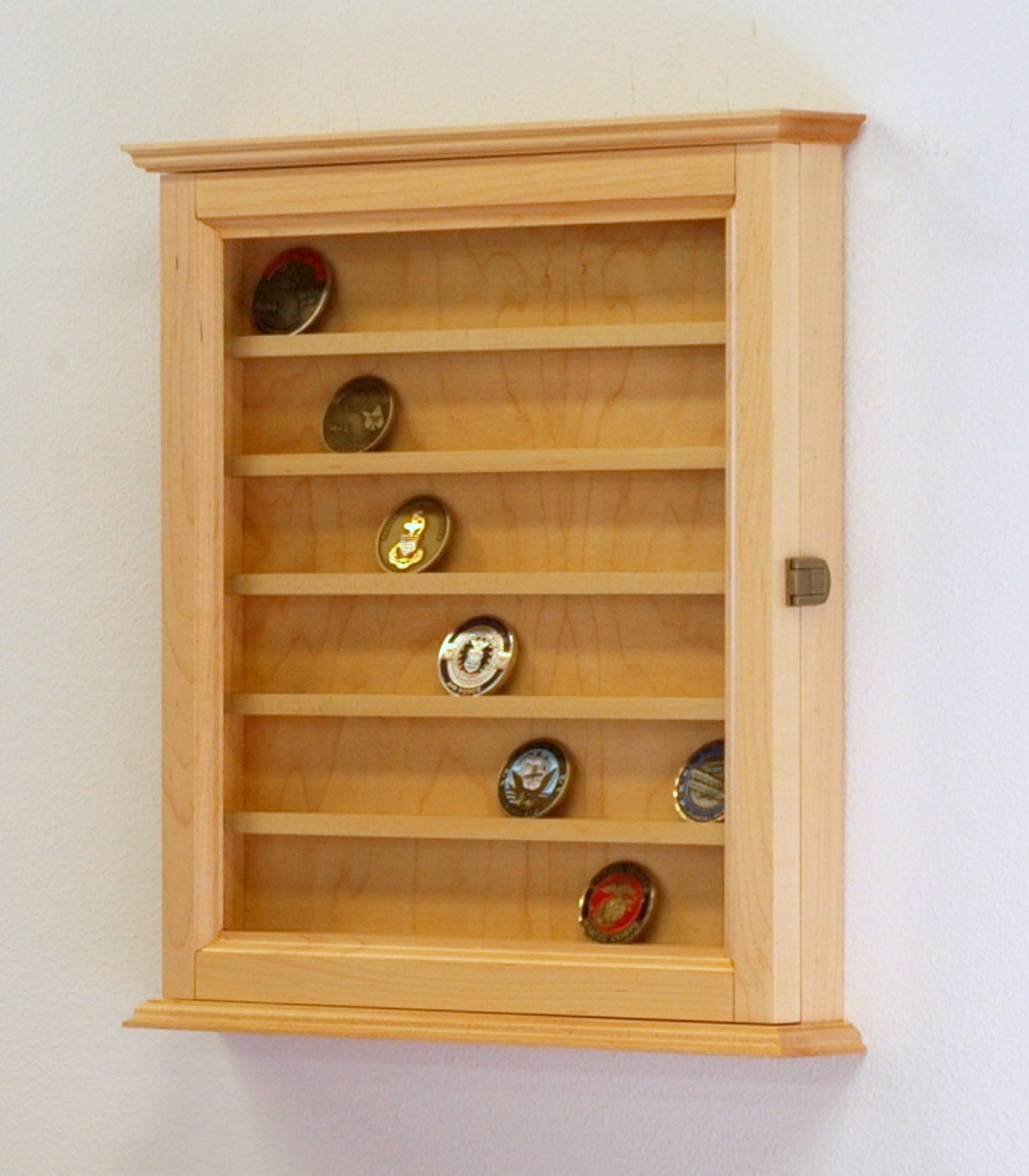 42 Challenge Coin Display Case Hardwood Etsy