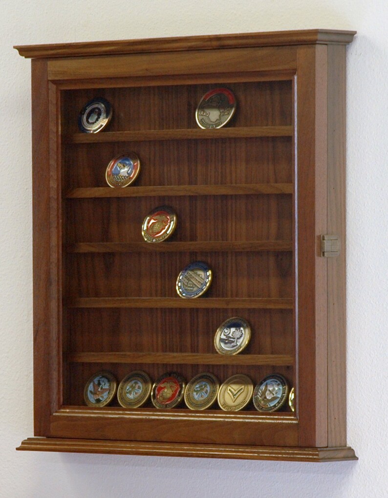 42 Challenge Coin Display Case Hardwood Etsy