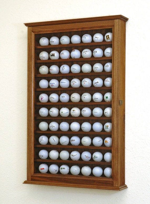 70 Golf Ball Display Case Wall Cabinet Walnut Hardwood Etsy