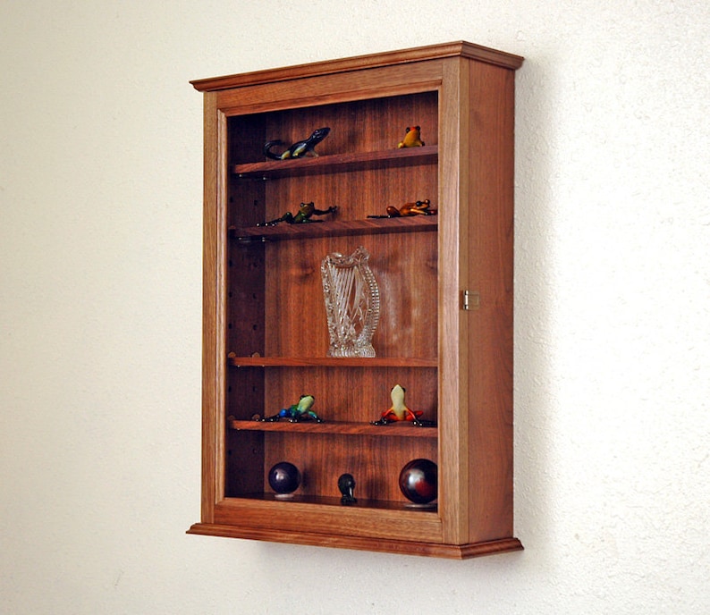 Glass Curio Display Case Wall Cabinet 5 Adjustable Shelves