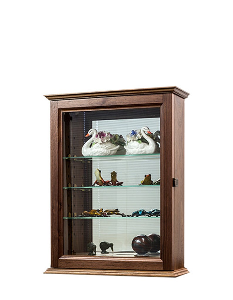 Walnut Hardwood Curio Display Wall Etsy