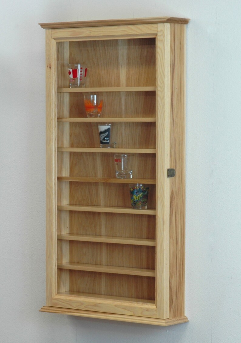 Hickory Shot Glass Display Case Wall Etsy