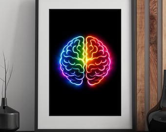 ADHD Brain Poster | Neon Neurodiversity Wall Art | Mental Health Decor