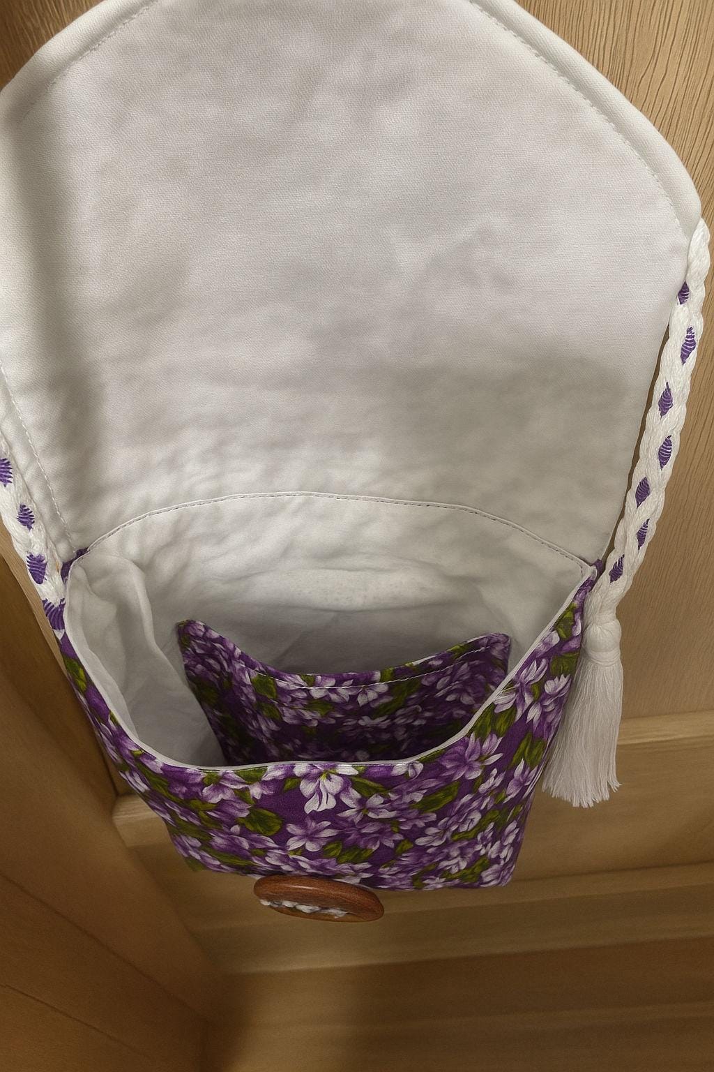 Handmade Embroidered Crossbody Bag – Fully Lined Purse with Original Embroidery, Pockets & Handmade Accents - Thumbnail 3