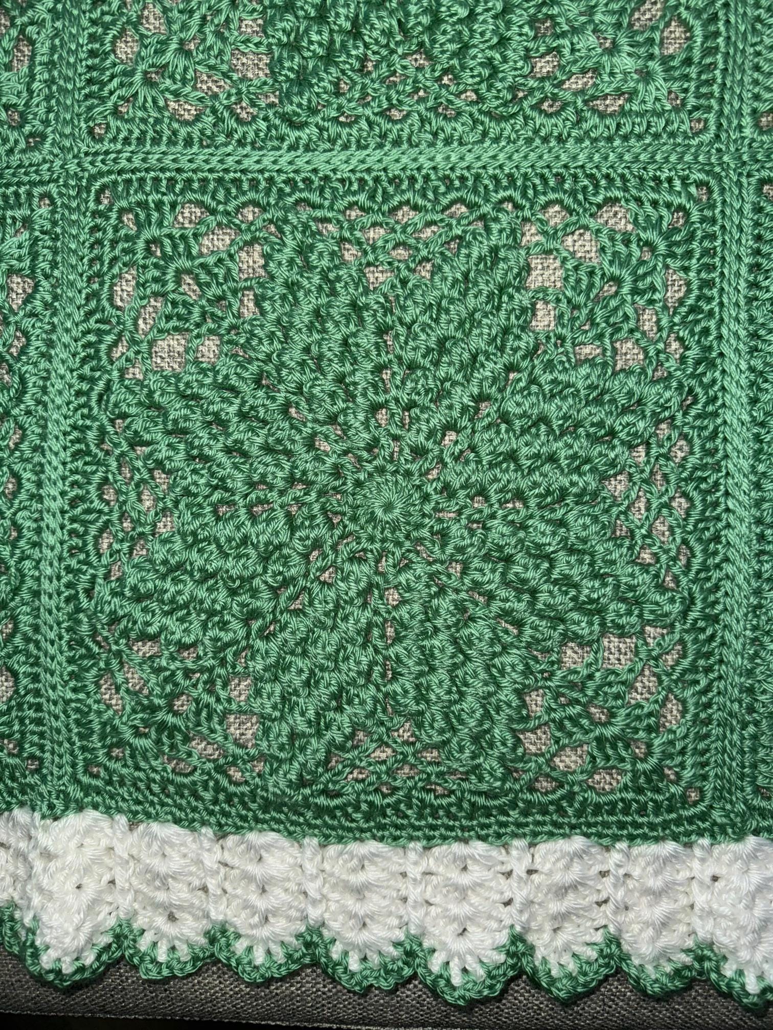 Handmade Sage Green Crocheted Baby Blanket: Soft Popcorn Stitch Nursery Decor - Thumbnail 4