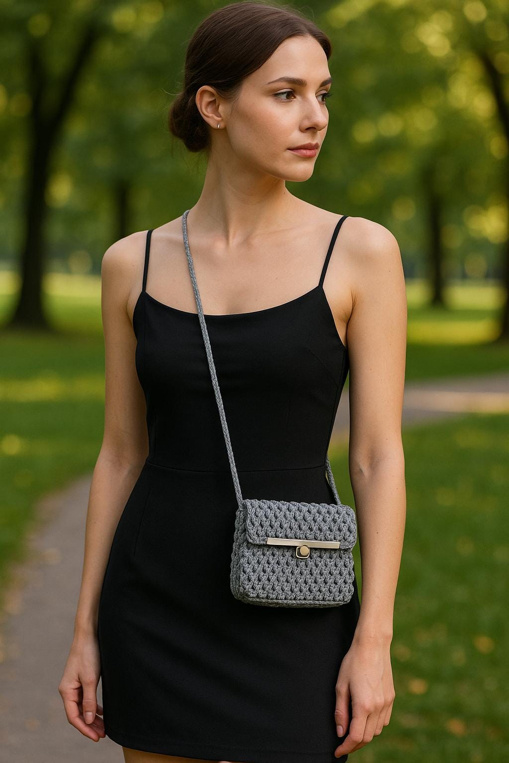Silver Handmade Crochet Crossbody Bag Evening purse clutch - Image 1