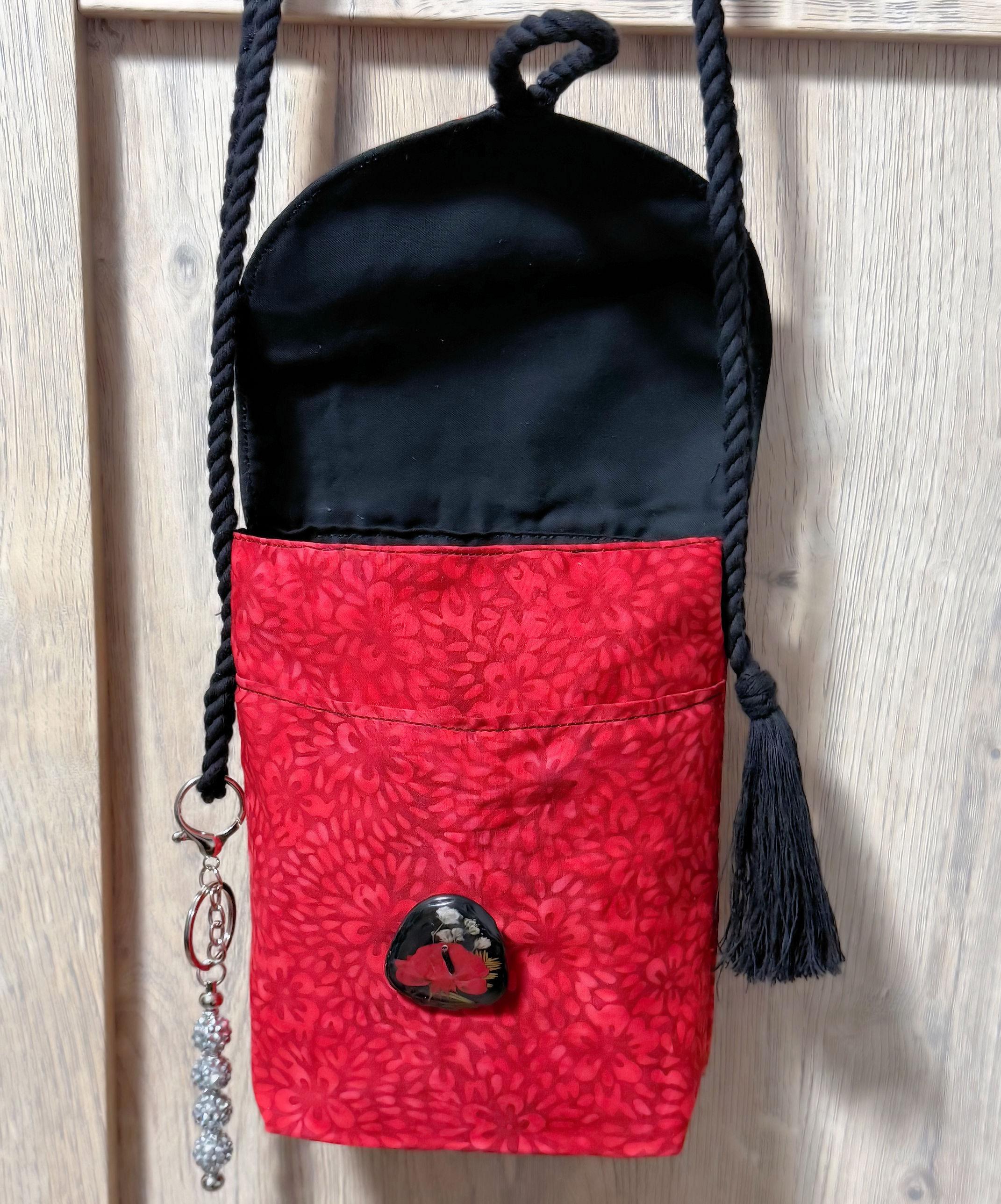 Handmade Embroidered Crossbody Bag – Fully Lined Purse with Original Embroidery, Pockets & Handmade Accents - Thumbnail 6