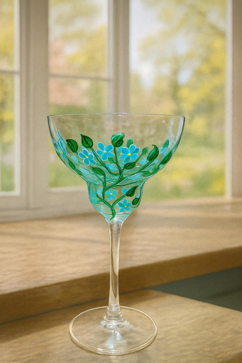Hand-Painted Floral Margarita Glasses - Set of 4 - Colorful Cocktail Barware - Thumbnail 3