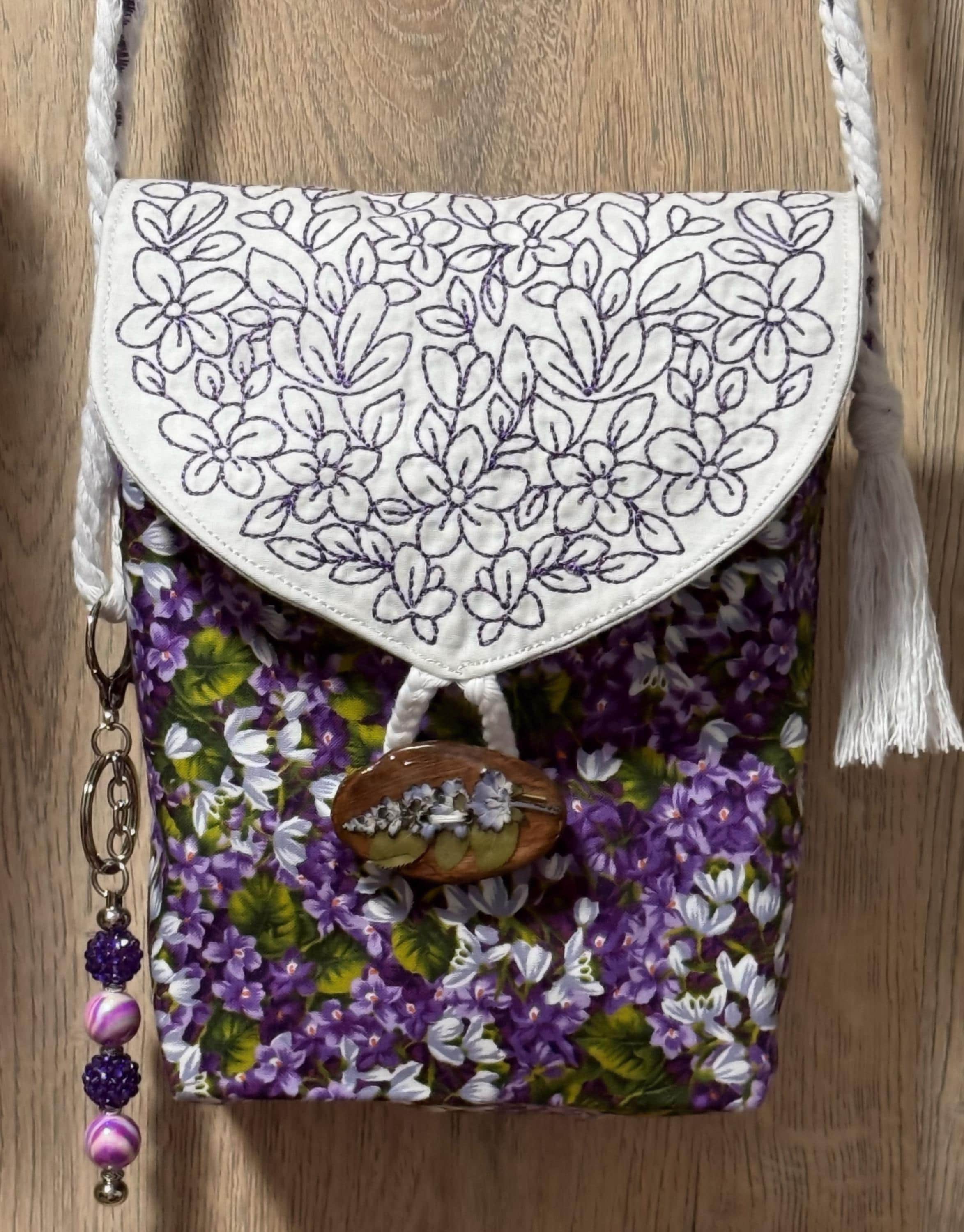 Handmade Embroidered Crossbody Bag – Fully Lined Purse with Original Embroidery, Pockets & Handmade Accents - Thumbnail 2