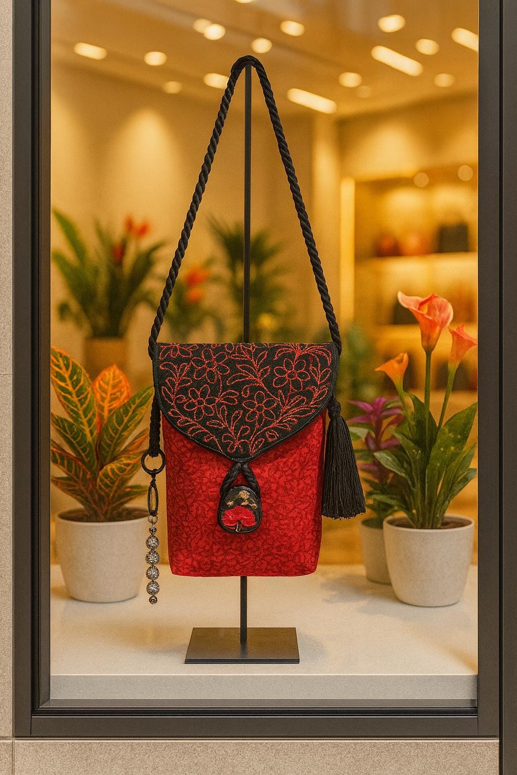 Handmade Embroidered Crossbody Bag – Fully Lined Purse with Original Embroidery, Pockets & Handmade Accents