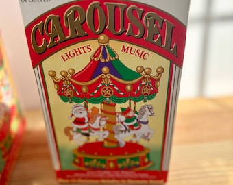 Vintage elektronische kerstcarrousel, licht en muziek, Tony USA