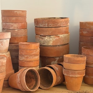 terracotta pot | clay planter with drainage | vintage naturally aged patina