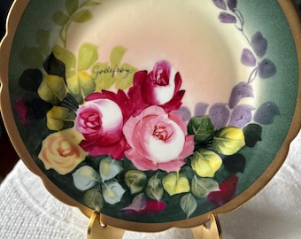 Antique Vienna Austria Vase: Hand-painted Roses, Gold Trim