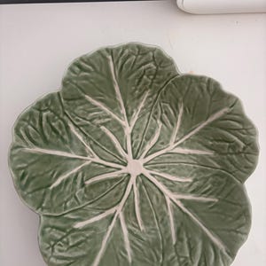 Bordallo Pinheiro Cabbage Serving Bowl and Leaf Plate Vintage Portugal