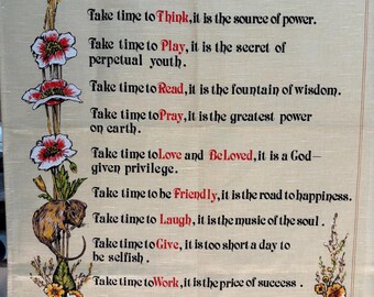 Take Time Vintage Catholic Prayer Linen by Causeway Made in Ireland