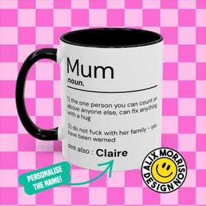 Funny Mum Mug - Mothers Day Dictionary Gift - Present for Worlds Best Mum - Personalised Birthday Christmas - 11oz Two-Tone Mug