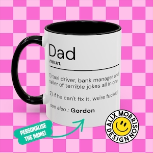 Dad Dictionary Mug - Funny Fathers Day Mug Gift - Present for Worlds Best Dad - Personalised Birthday Christmas Present - 11oz Two-Tone Mug