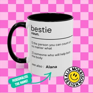Bestie Funny Mug | Perfect Gift for Best Friend, Coffee Lovers, Office Humor, Fun Desk Decor | 11oz Two-Tone Mug for Friends Birthday