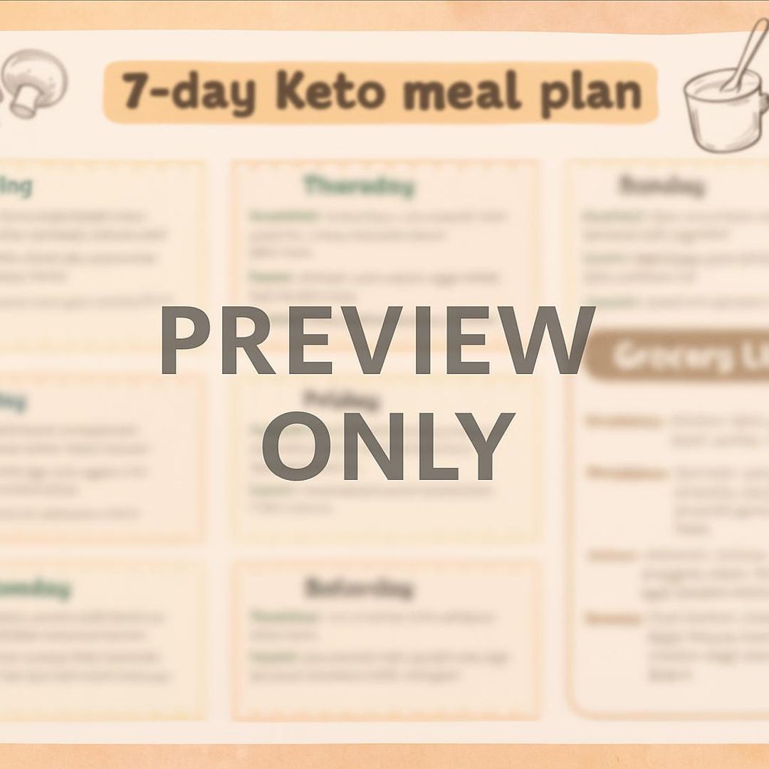 7-day Keto Meal Plan + Custom Blank Planner | Low-carb Diet & Meal Prep ...