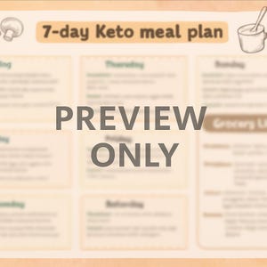 7-Day Keto Meal Plan + Custom Blank Planner | Low-Carb Diet & Meal Prep Guide | Printable PDF