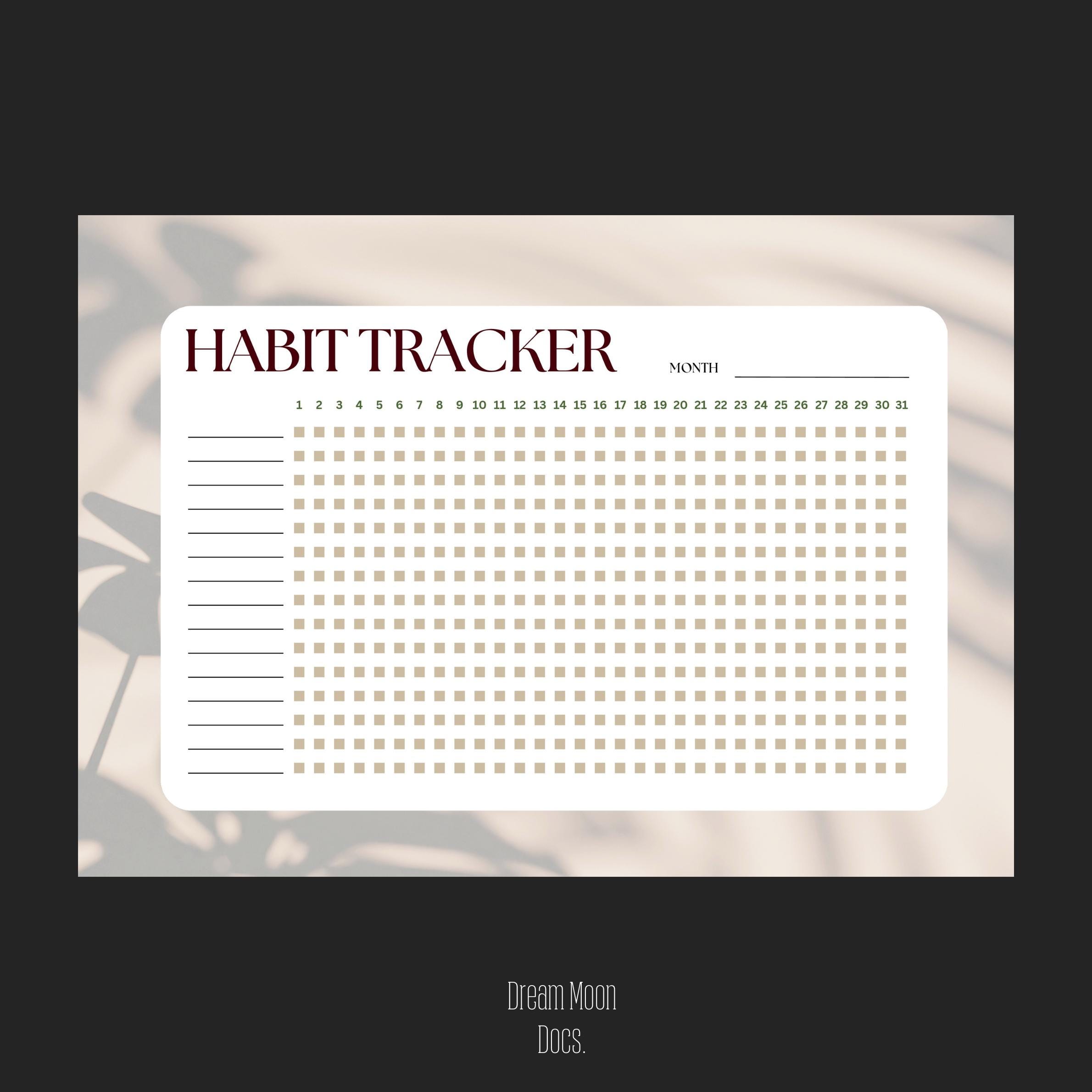 Monthly Habit Tracker Printable A4 | Beige Plant Planner | Instant ...
