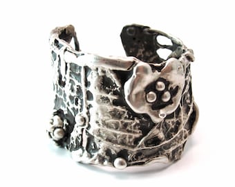 Ophelia Open Vine Sterling .925 Unique Artistic Cuff, Luxury Silver One-of-a-kind Bracelet, Shakespeare, Anglomania