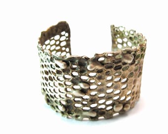Honeycomb Brutalist Cuff in Sterling Silver