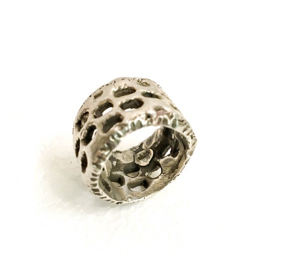 New Item - The Neo-Honeycomb Men's and Women's Ring, Unisex Handmade Cool Collection, Burner High-End, made in Williamsburg, Brooklyn design